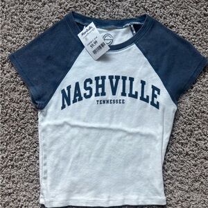 Nashville Tennessee Raglan Tee - White & Navy